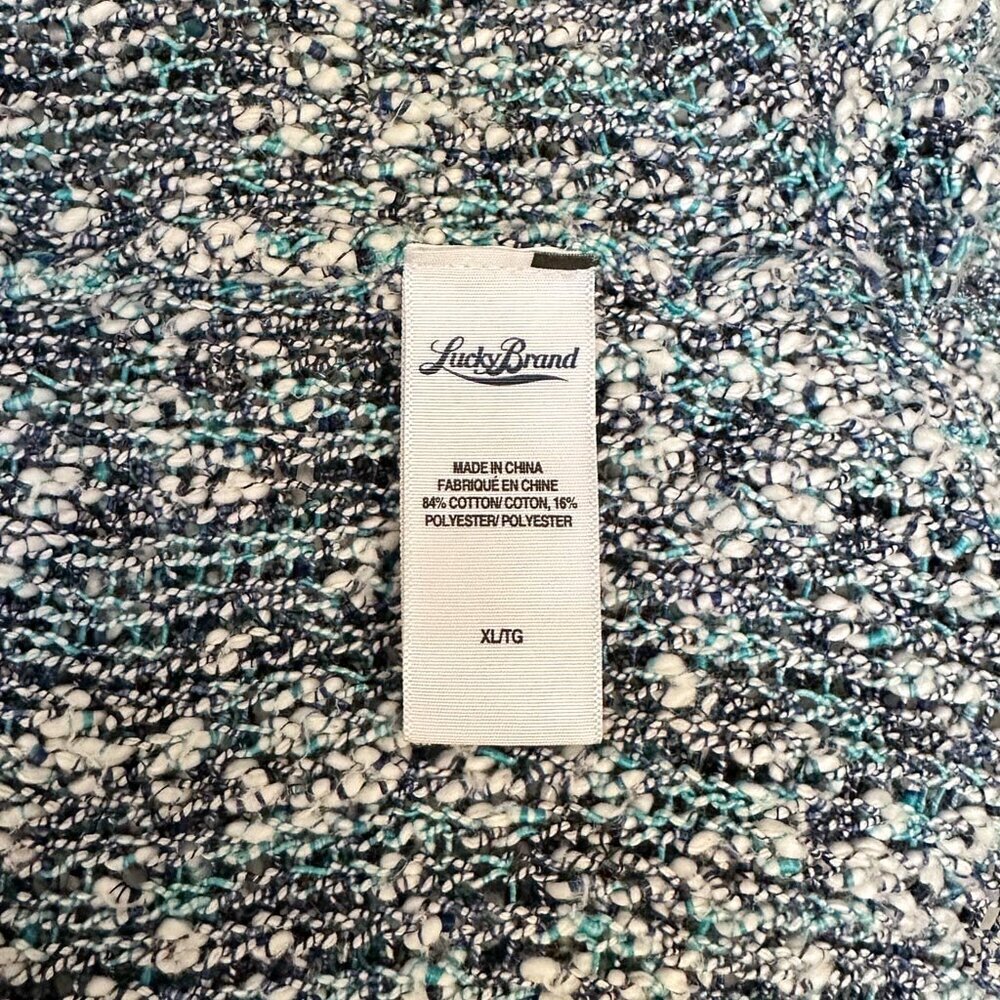 Lucky Brand Open Knit Sweater, Blue/White, XL, EUC - Picture 3 of 3